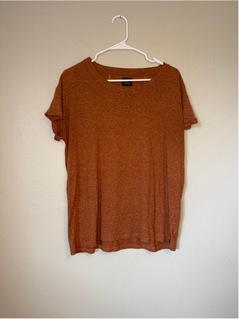 prAna Rust Orange Slub Knit Relaxed Tee Size L